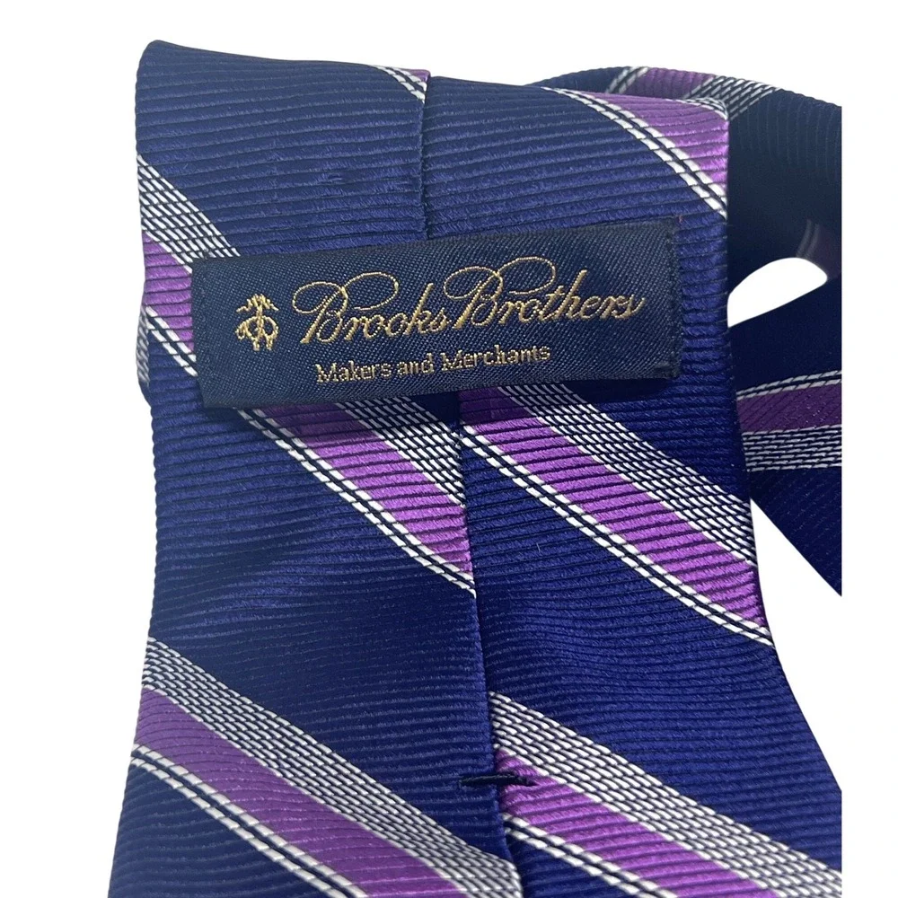 Brooks Brothers Silk Tie Mens OS‎ Blue Purple Striped Repp Made in USA England